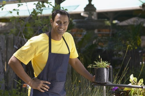 Seasonal planting and evergreen borders in a Falconwood garden