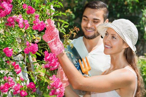 Gardener reviewing safety measures before starting outdoor work